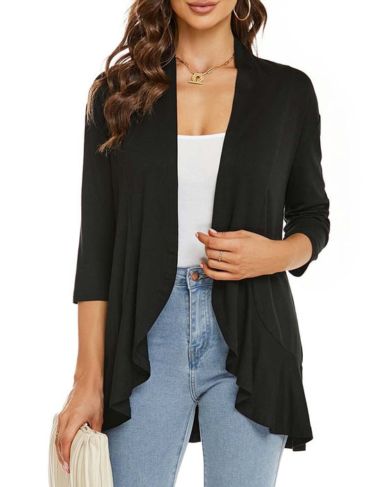 Kvinnors Cardigan Casual Lättvikt Öppen Framdel