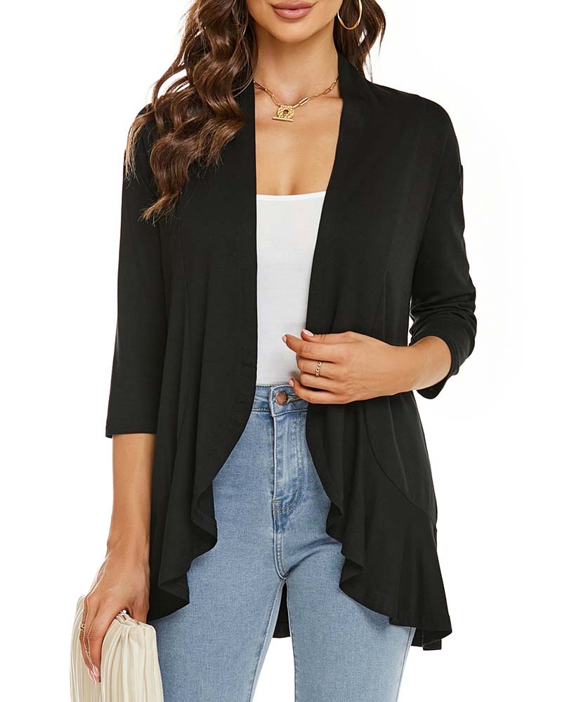 Kvinnors Cardigan Casual Lättvikt Öppen Framdel