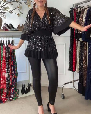 V-ringad mode blus med smal passform