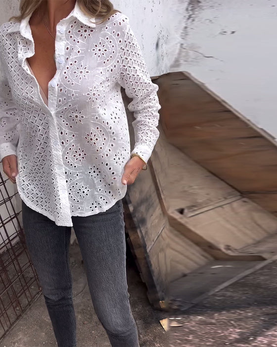 Skjort Långärmad Kavl Urskuren