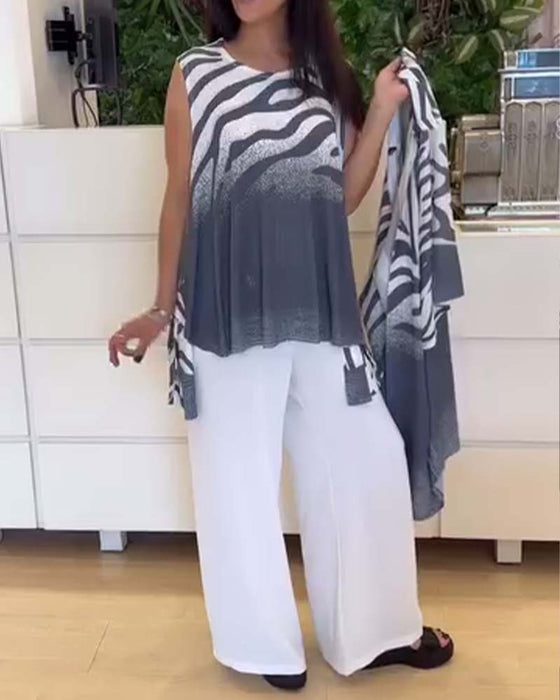 Linne Ärmlös Zebra Tryck