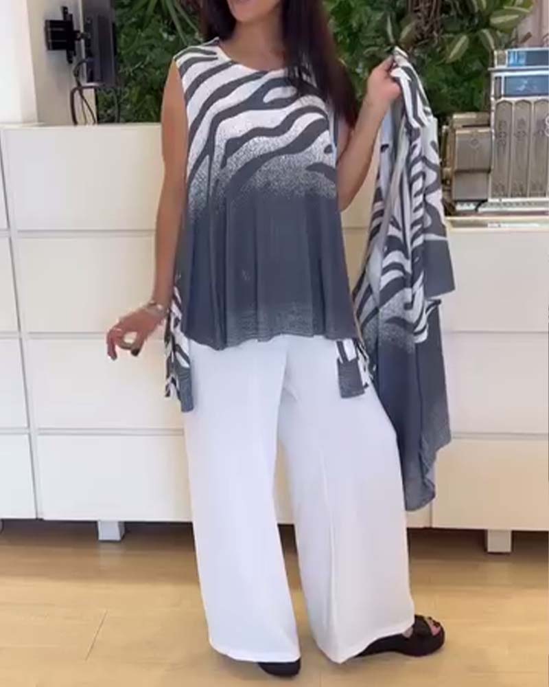 Linne Ärmlös Zebra Tryck