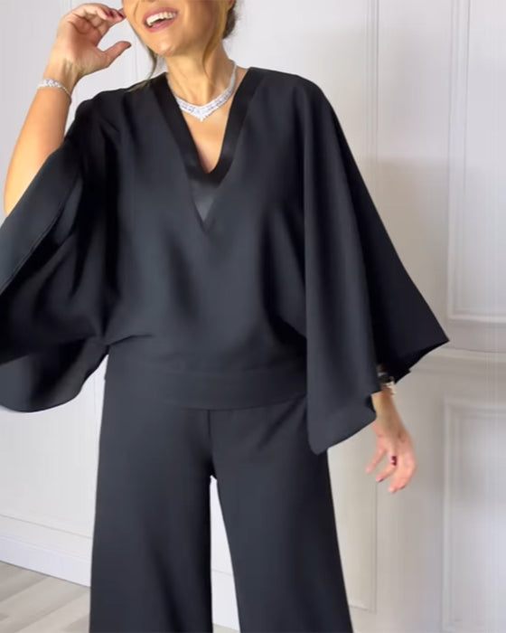 Blus V-Ringning Elegant Fjärilärm