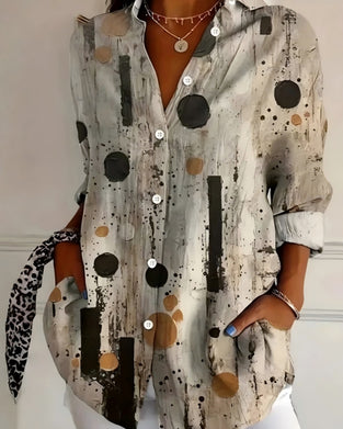 Prickig Modisk Skjorta Med Krage