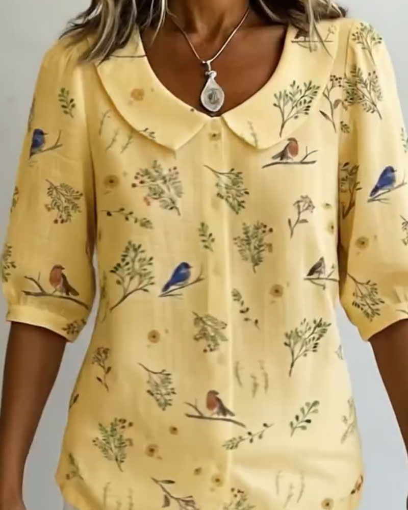 Skjorta Fågelmönster Peter Pan-Krage