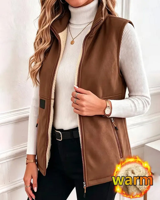 Cardigan Vadderad Polar Fleece Öppen Fram