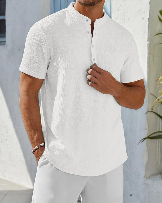 Skjorta Enfärgad Lös Henley