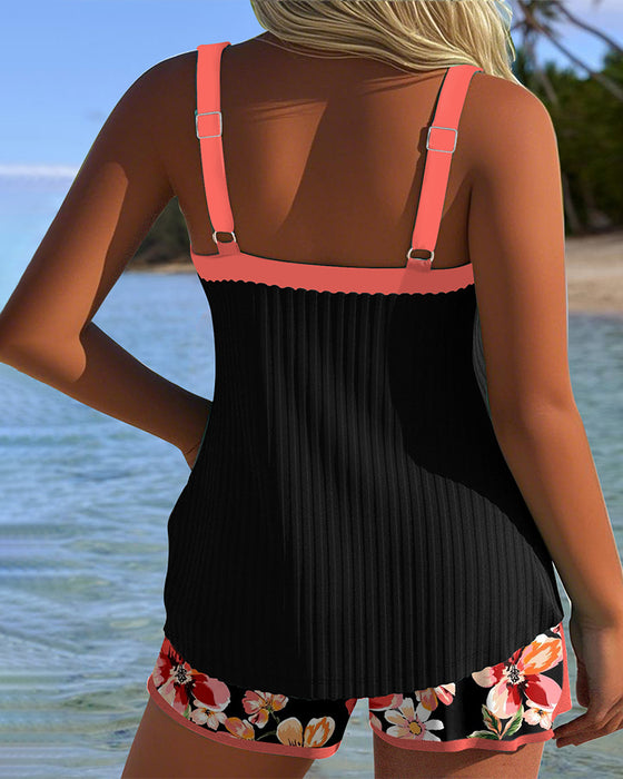 Tankini V-Ringad Tryckt Sportboxerbyxor