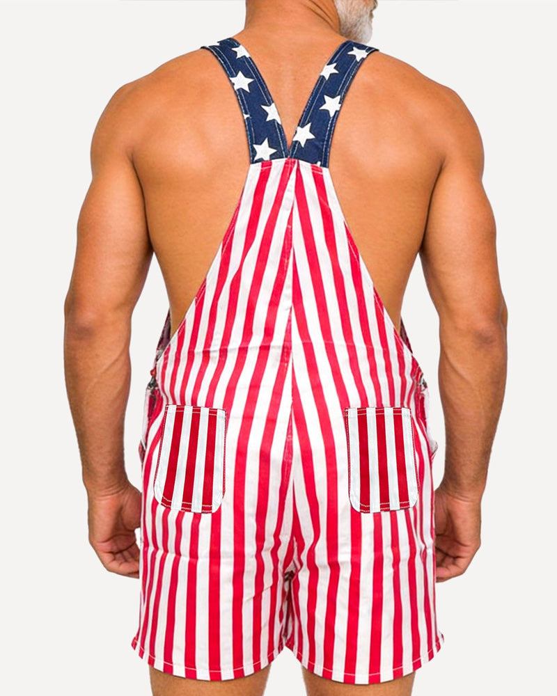 Hoppdräkt Mäns Flaggtryck Hängslen Shorts