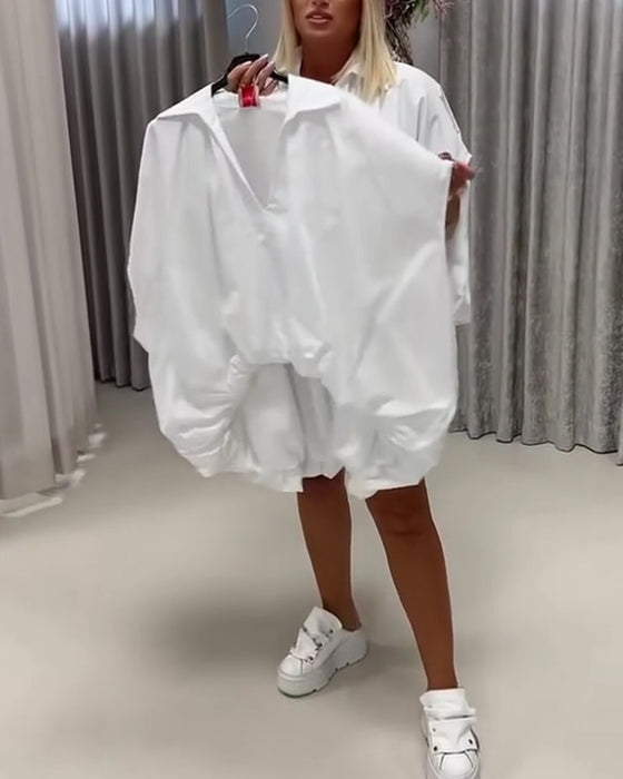 Blus Krage Loose Fit Fladdermusärm