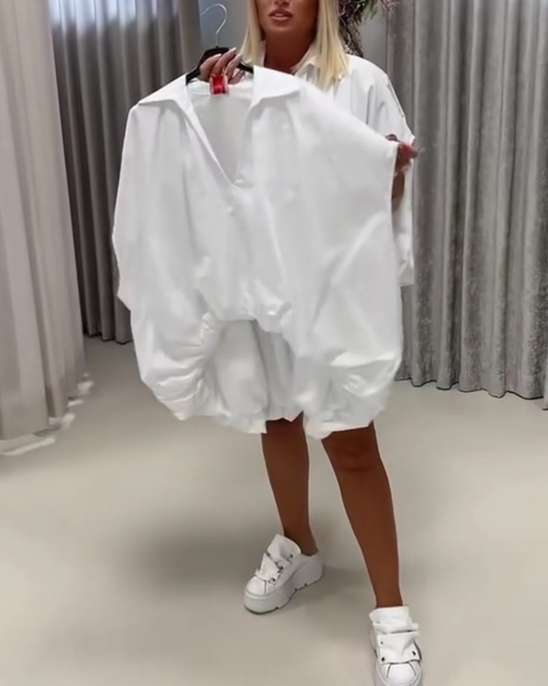 Blus Krage Loose Fit Fladdermusärm