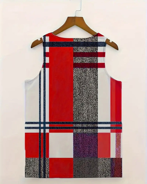 Linne Ärmlös Tryckt Rutig