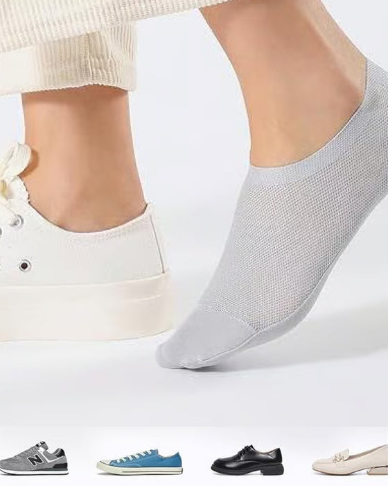 Ultratunna Linersockor Halkfria I Kammad Bomull, Osynliga Strumpor