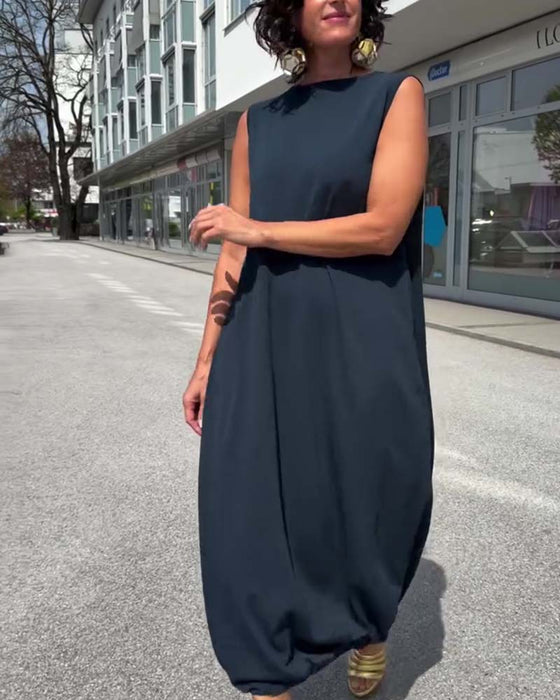 Klänning Mock Neck Ärmlös Lös