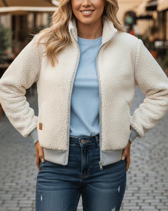 Jacka Stånd Krage Fleece Dragkedja