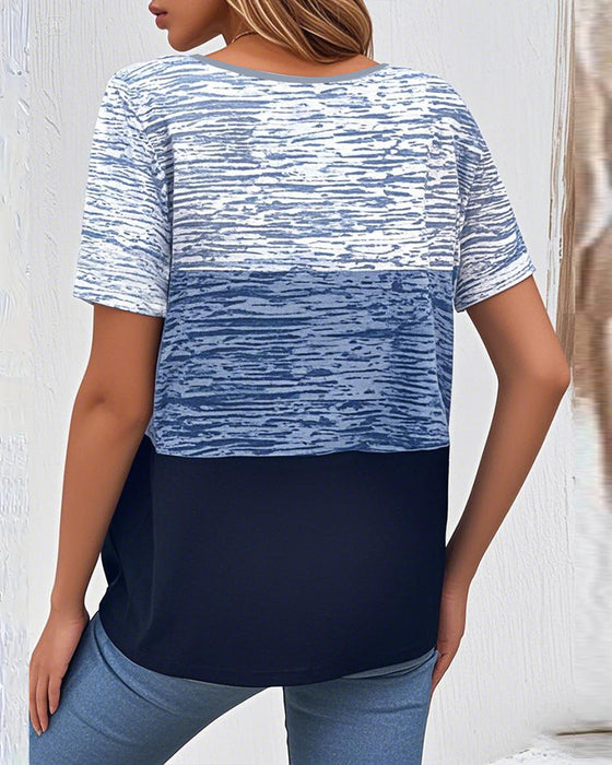 T-shirt Rundhals Kortärmad Kontrastfärg