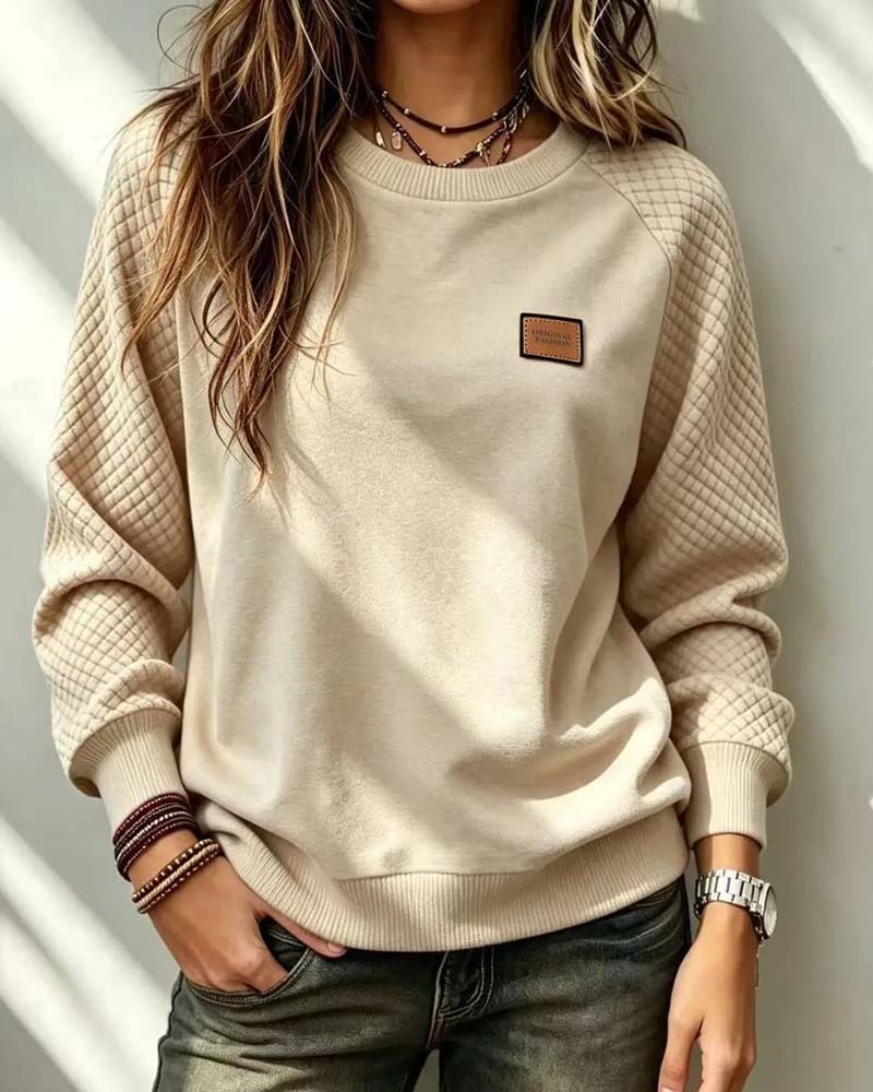 Sweatshirt Rundhalsad Argyle Raglanärm Pullover