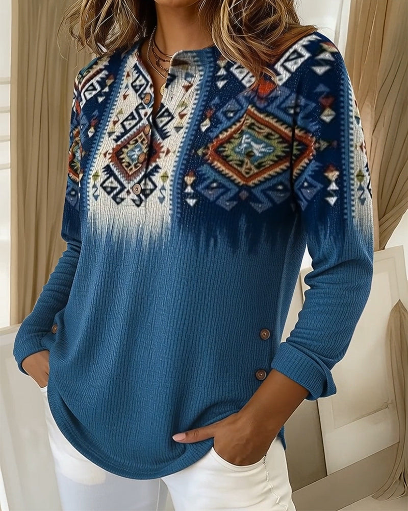 Topp Retrostil Tryckt Casual