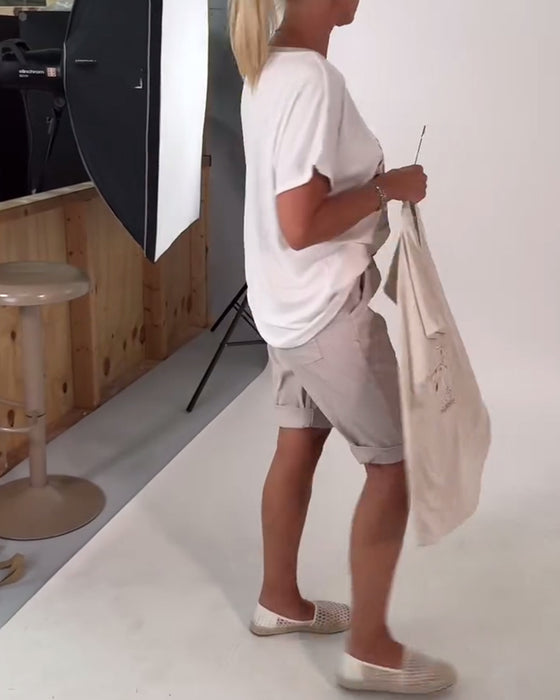 T-Shirt V-Ringad Tryckt Mångsidig