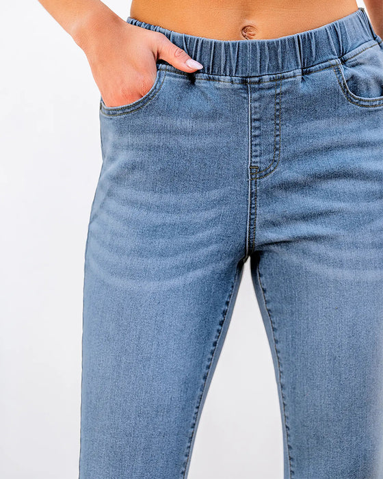 Jeans Elastisk Midja Capri