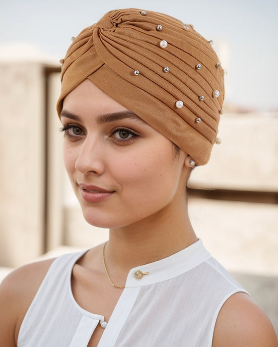 Hatt Pärla Veckad Förknuten Turban