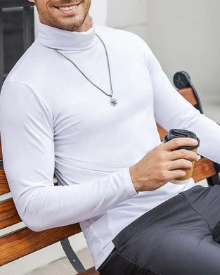 Blus Hög Hals Slim Fit Solid Herr
