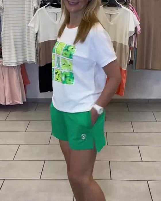 Set Casual Mönstrade Shorts Med Mellanhög Höjd