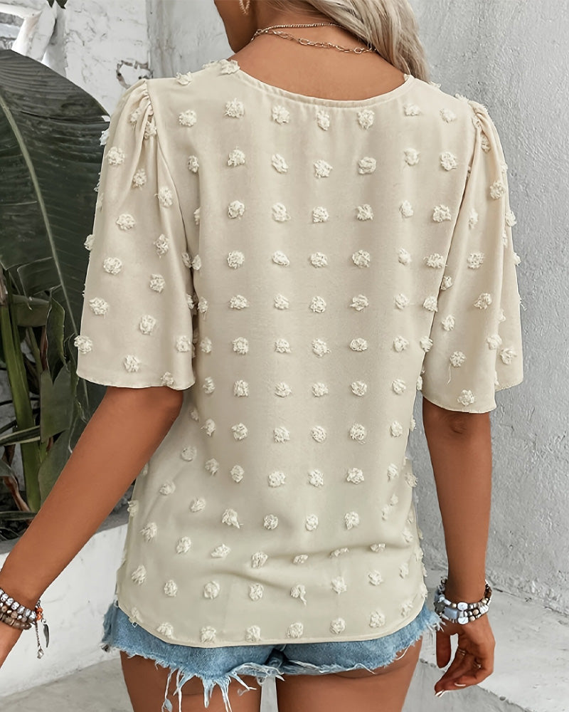 Blus Sammanfogad Jacquard Volangärm