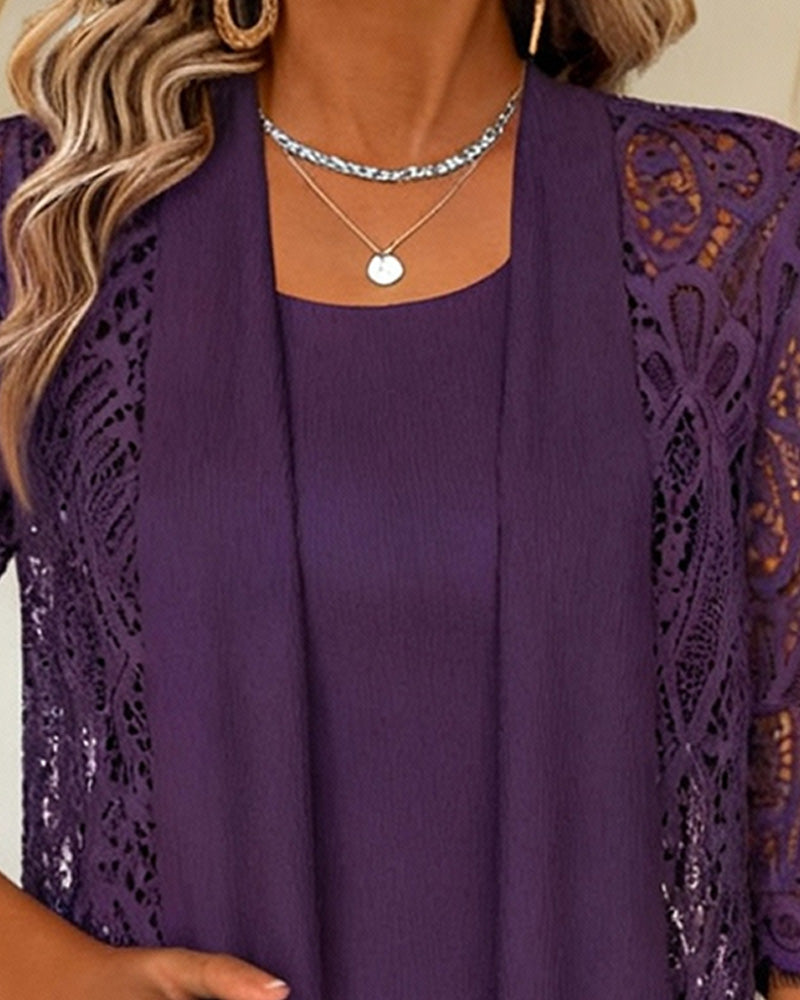 Topp Med Lapptäcktsdetaljer Och Faux Tvådelad Design