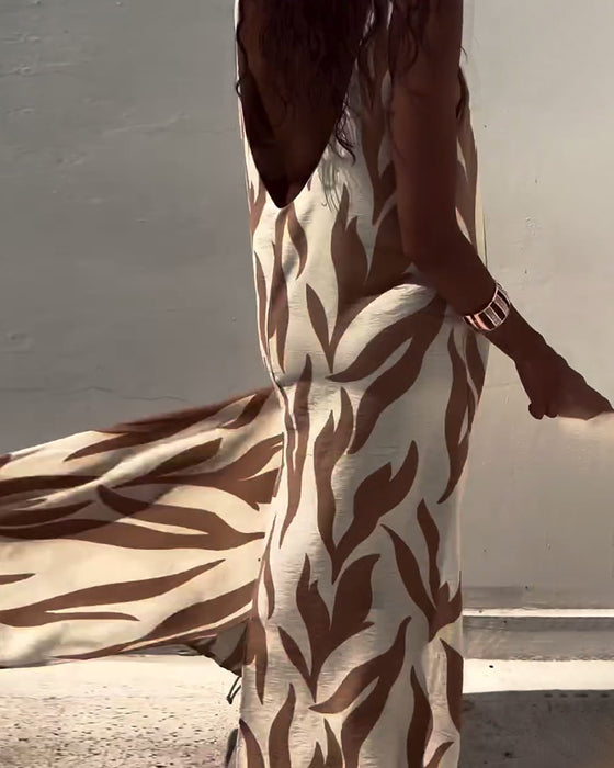 Klänning ärmlös Rygglös Tryckt