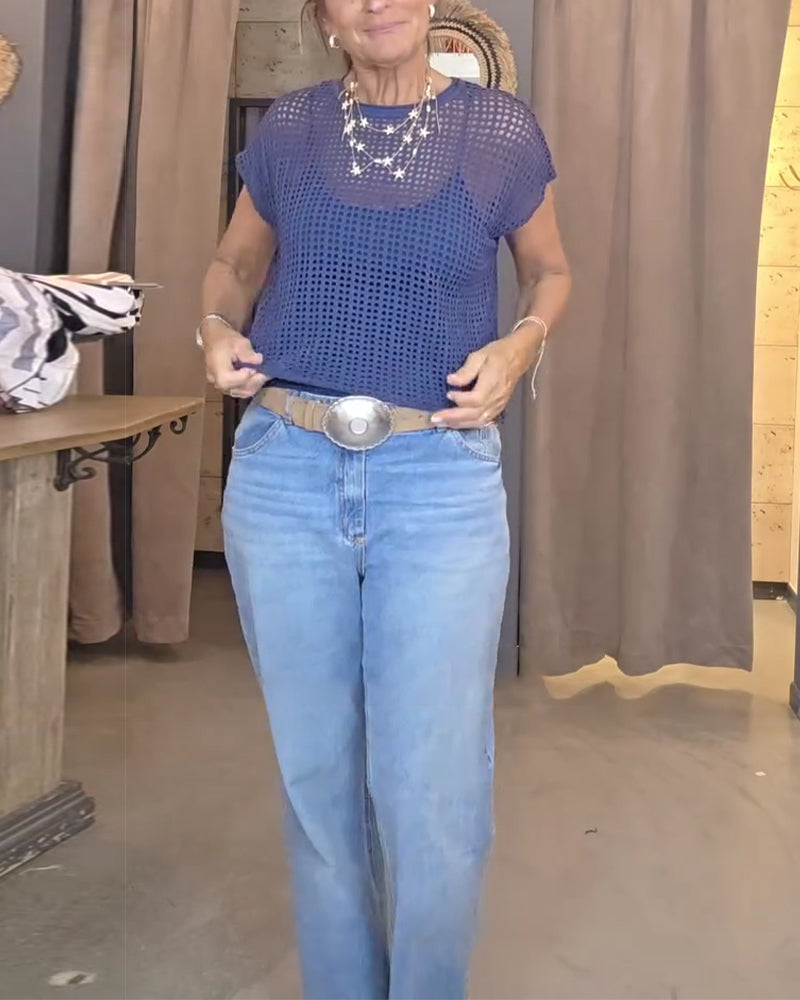 Pullover Urholkad Kort Ärm