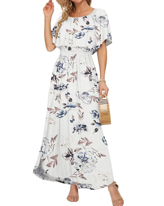Klänning Elegant Bläcktvätt Blommig Maxi