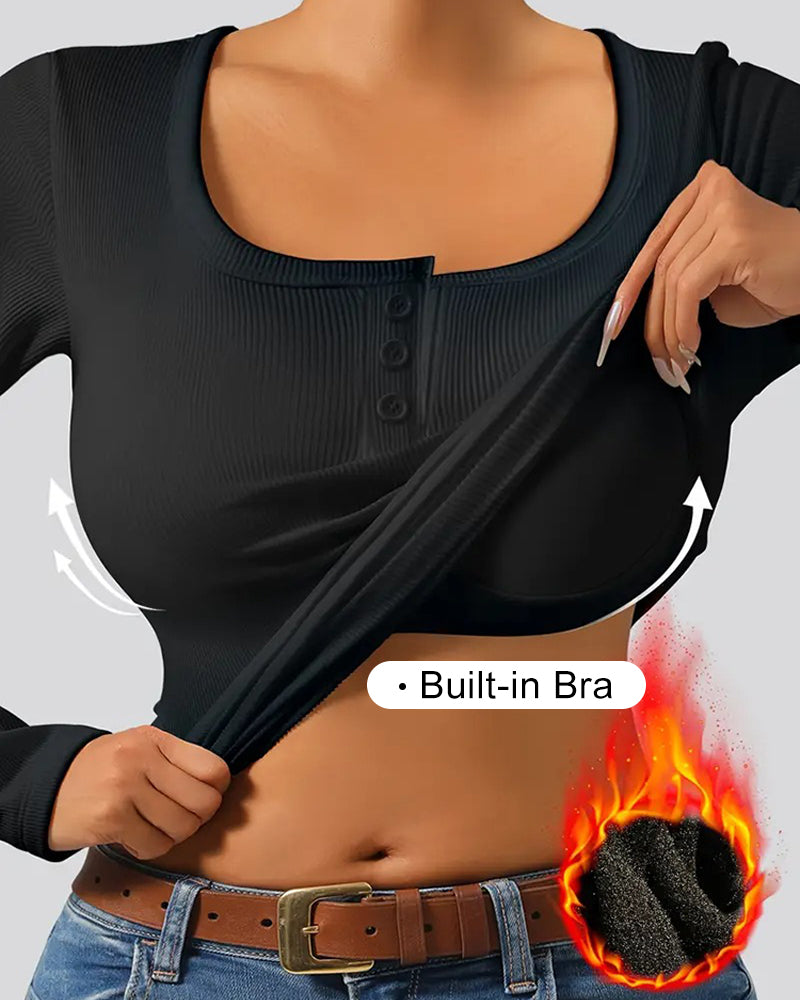 Topp Chic U-Ringning Vadderad Ribbad