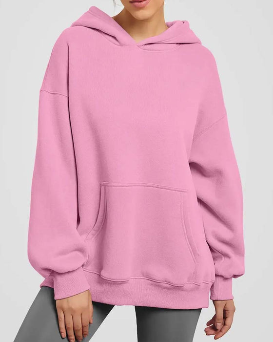 Hoodie Solid Färg Lång Ärm Casual