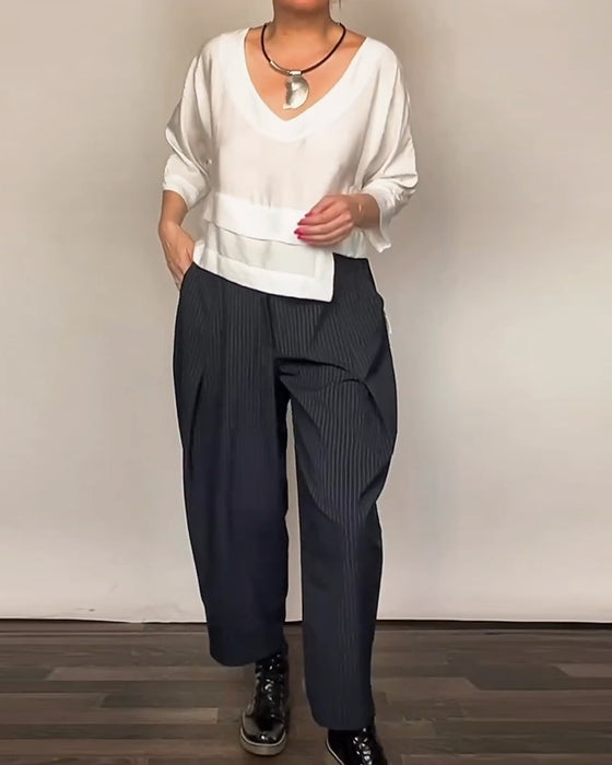 Kvällsbyxor Med Retro Strepp