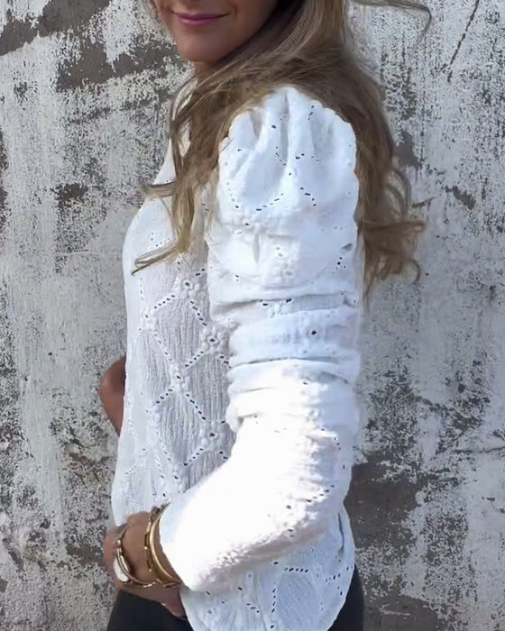 Blus Med Puffärmar Och Cutout-Detaljer