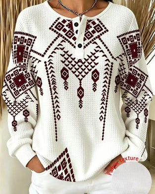 Sweatshirt Bohemisk Tryck Casual