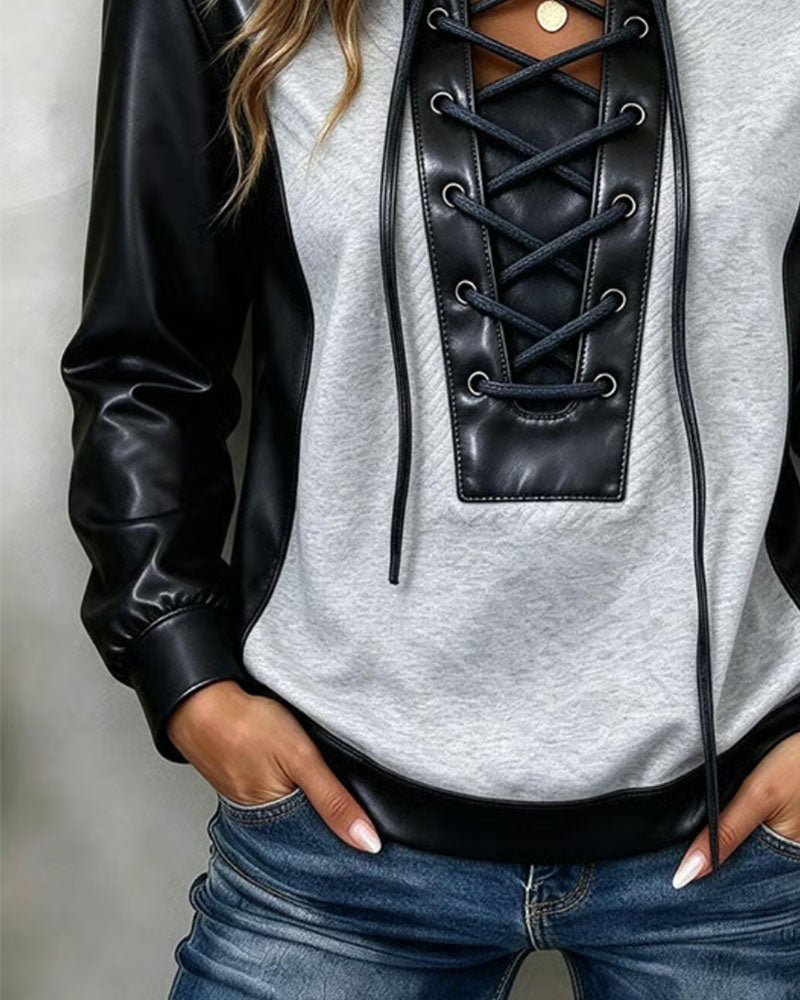 Tröja Mode Skarvad Rem