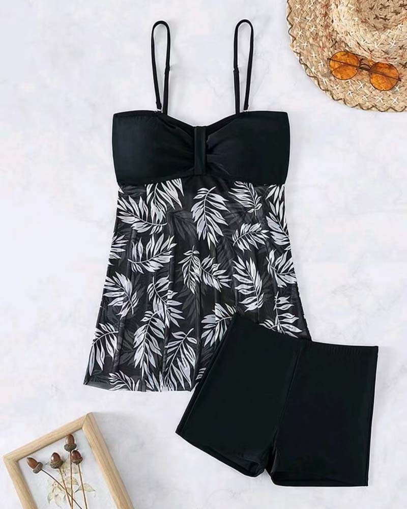 Tankini Sexigt Tryckt Nät