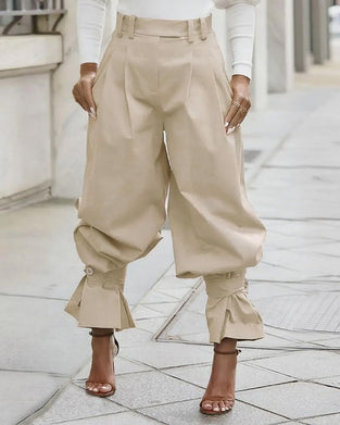 Byxor Design Manschett Veckad Casual