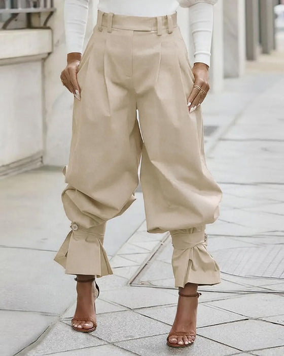 Byxor Design Manschett Veckad Casual