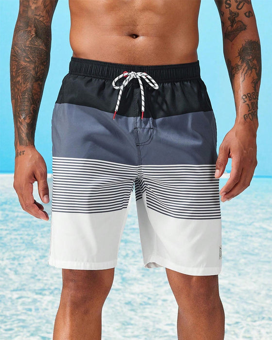 Shorts Herr Färgblockerad Randig Strand