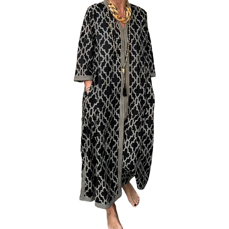 Klänning Geometrisk Tryck Maxi