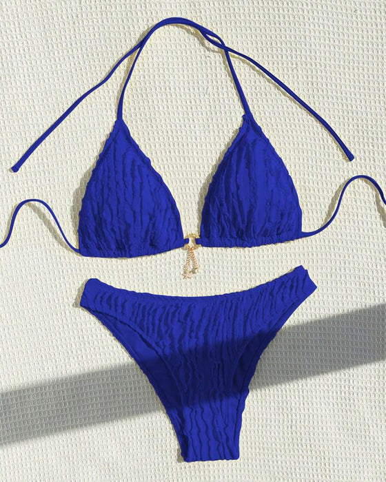 Bikini Sexig Enfärgad Tvådelad Triangel