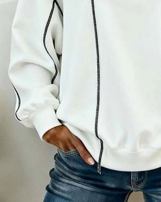Sweatshirt Runda Halsen Oversized Färgblock