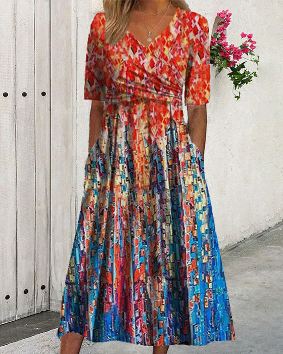 Resortklänning med V-ringad ficka