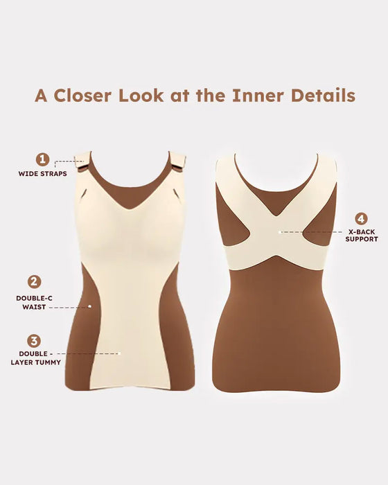 Linne Dam 3-I-1 Lätt Åtsittande Mjuk Termisk Shapewear Inbyggd Bh