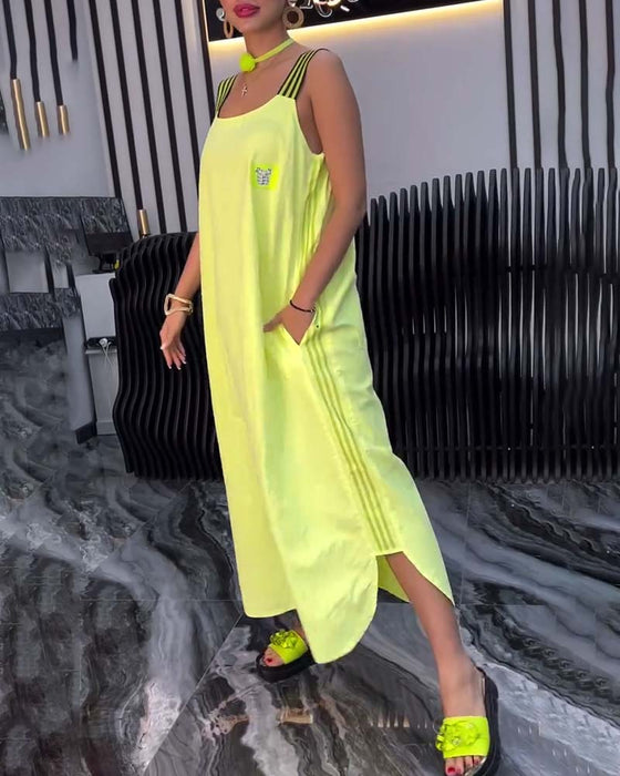 Klänning Med Spliced Hängslen Lös