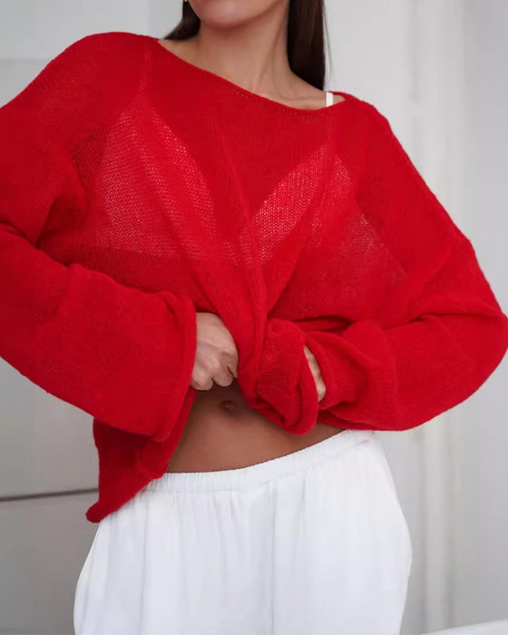 Pullover Sheer Lättvikt Omslag