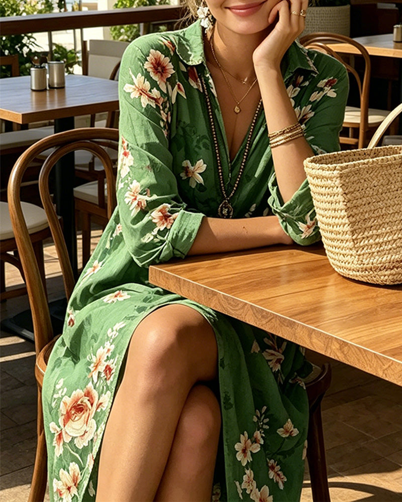 Klänning Blommig Tryck Maxi
